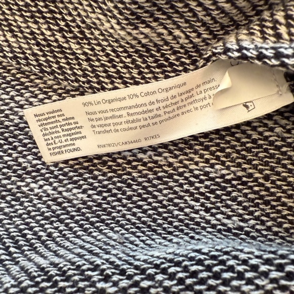 Eileen Fisher Black White Organic Cotton Linen Knit Pullover Sweater L Oversized - Picture 11 of 13